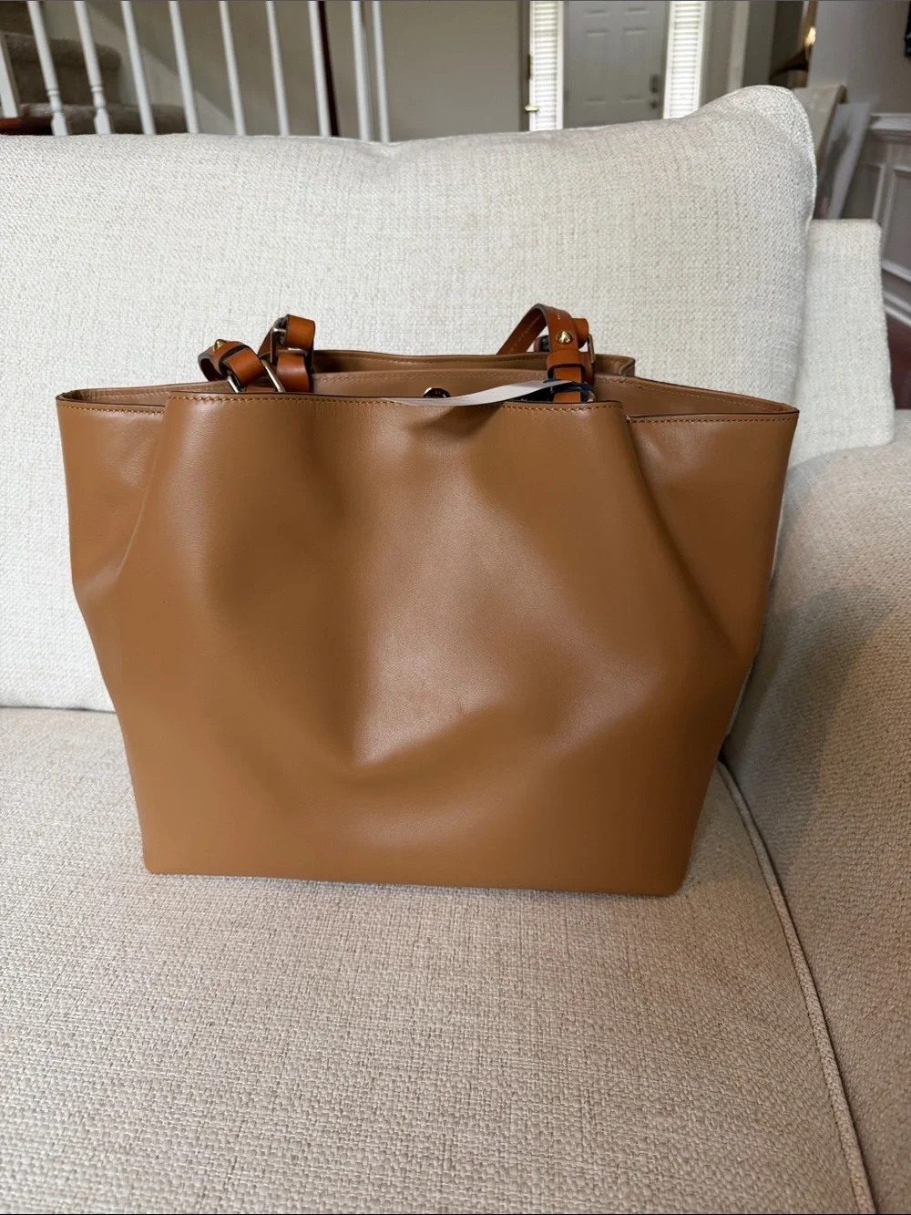 Dooney & Bourke Saddle Brown Leather Tote with Dual Straps